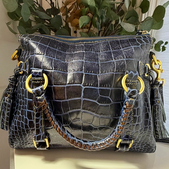 Dooney & Bourke Alto Croc Embossed Leather Satchel Tote – Vintage Italian Made - Picture 2 of 11